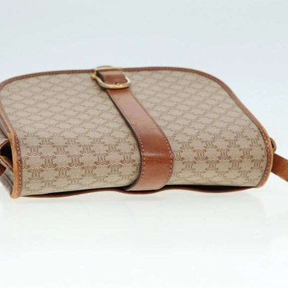 CELINE Macadam Canvas Shoulder Bag Beige Gold Auth - Picture 6 of 16